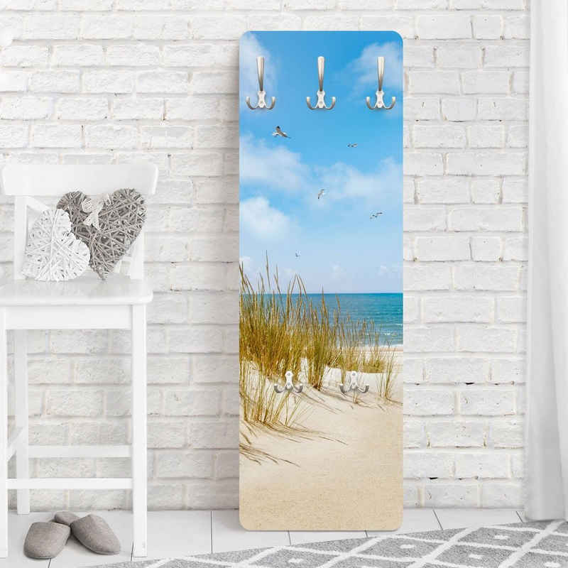 Bilderdepot24 Garderobenpaneel Design Natur Strand Meer Strand an der Nordsee (ausgefallenes Flur Wandpaneel mit Garderobenhaken Kleiderhaken hängend), moderne Wandgarderobe - Flurgarderobe im schmalen Hakenpaneel Design