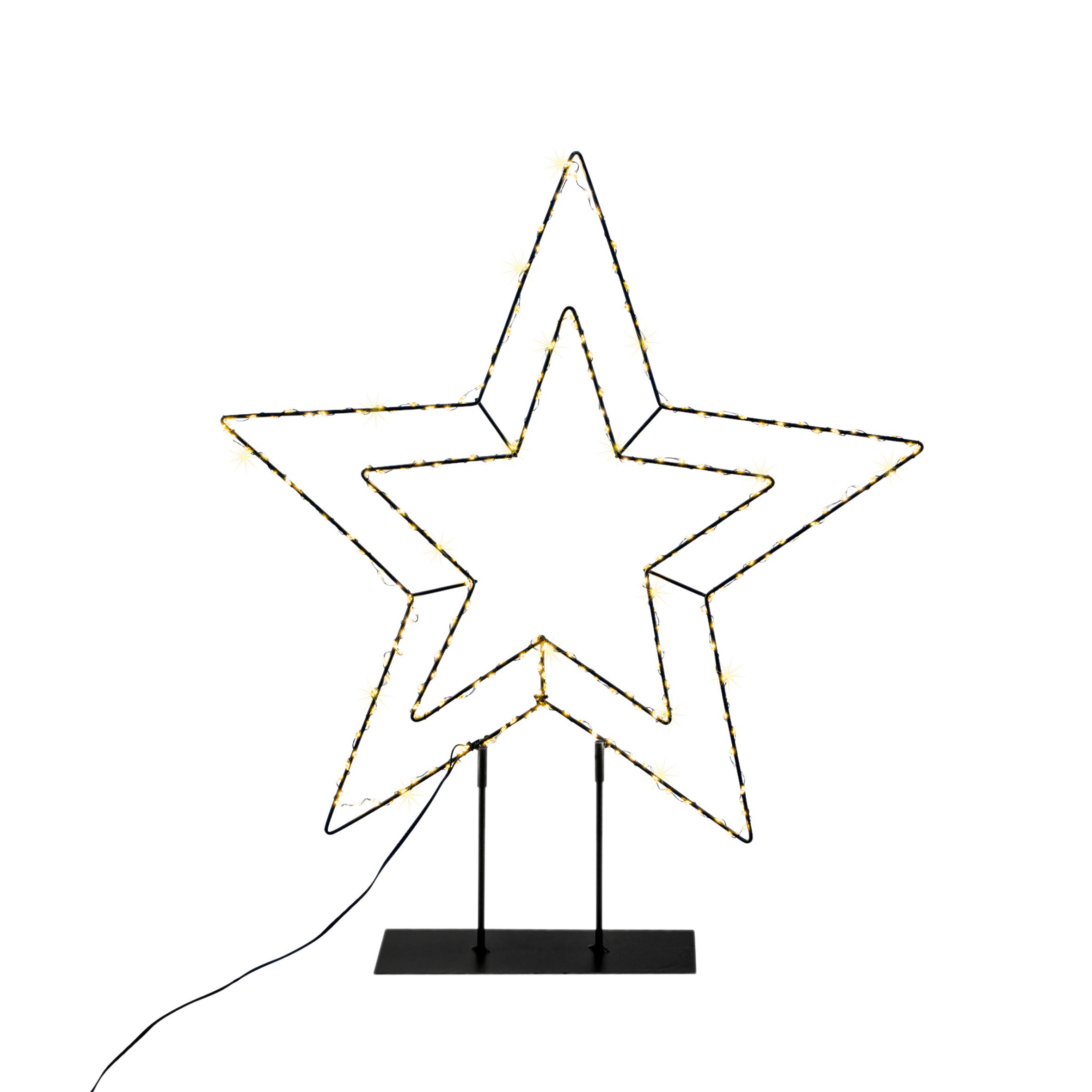 Spetebo LED Stern LED Stern Silhouette mit Timer und Dimmer, AN / AUS / Timer / Dimmer, LED fest integriert, warm weiß, Metall Schattenbild beleuchtet mit Fernbedienung