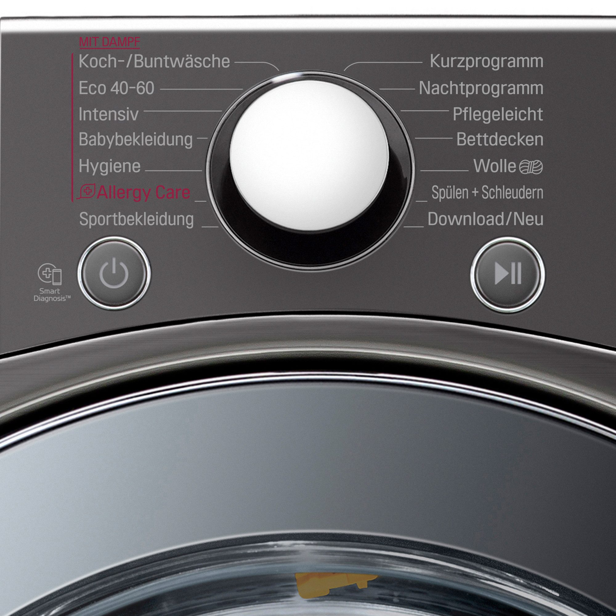 LG Waschmaschine Big Capacity F11WM17TS2B, 17 kg, 1000 U/min, AquaStop-System, Wäsche nachlegen, ThinQ® App, Metallic Black Steel