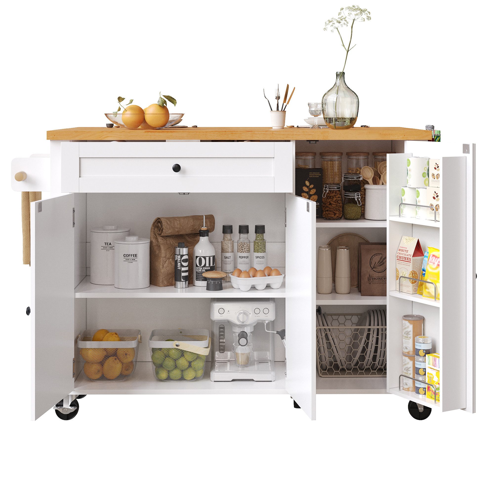 REDOM Küchenwagen Kücheninsel mit erweiterbarer Arbeitsplatte, (Großem Stau günstig online kaufen