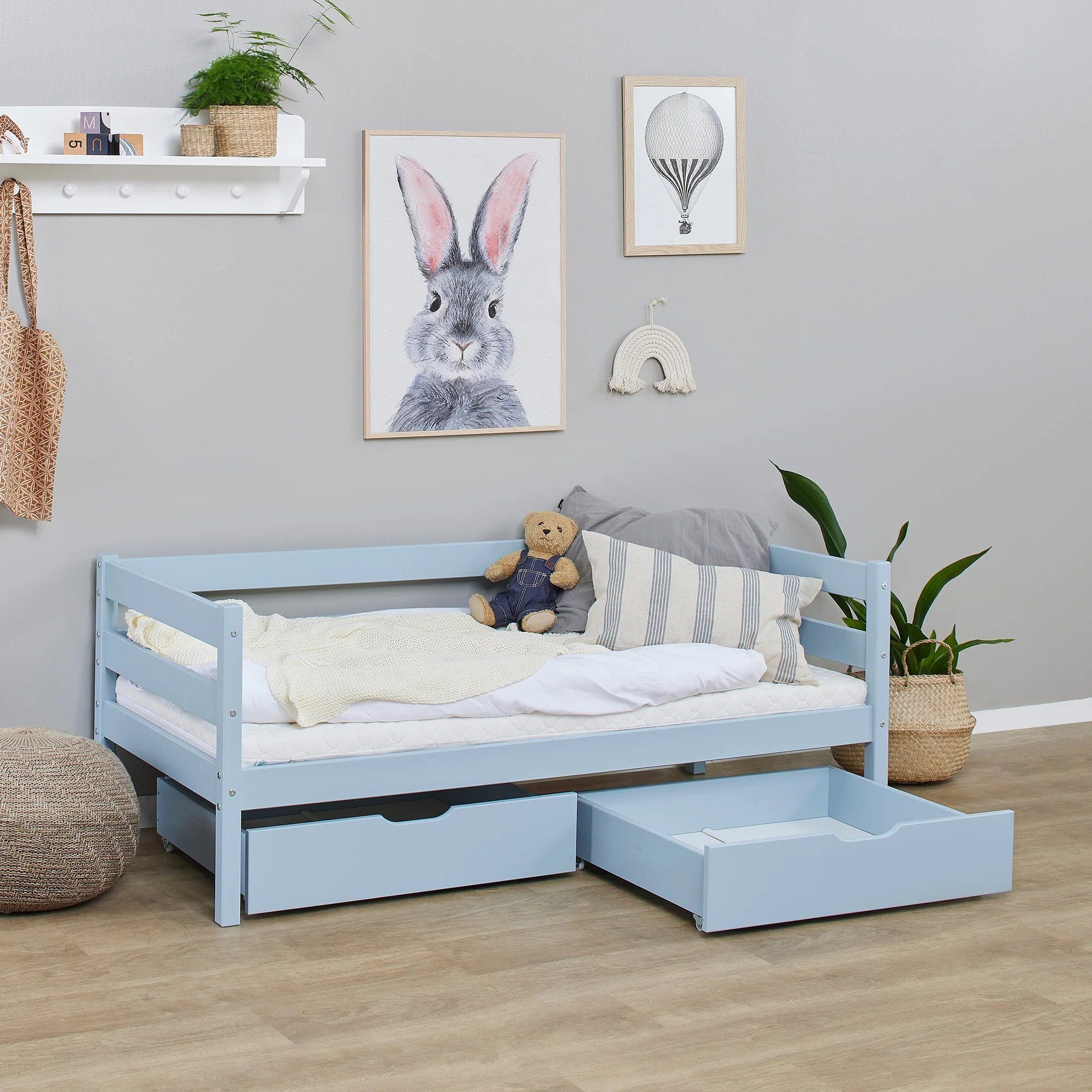 für Blau Hoppekids Betten 70x160 cm Schubladenset Bettschubkasten