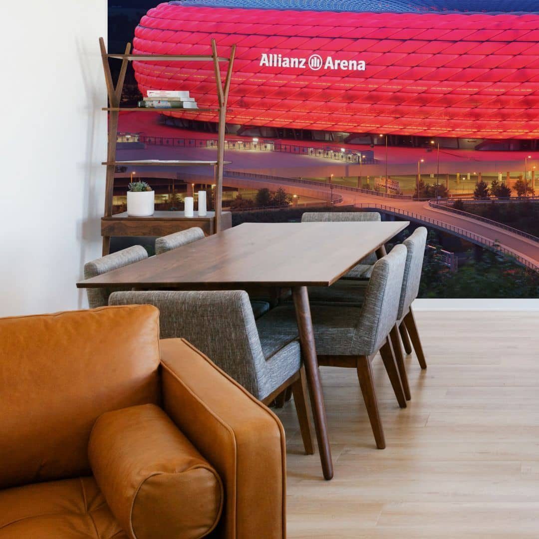 FC Bayern München Fototapete Große Fußball Fototapete XXL Vliestapete FC Bayern München Allianz Arena, sportliche Wohnzimmer Tapete