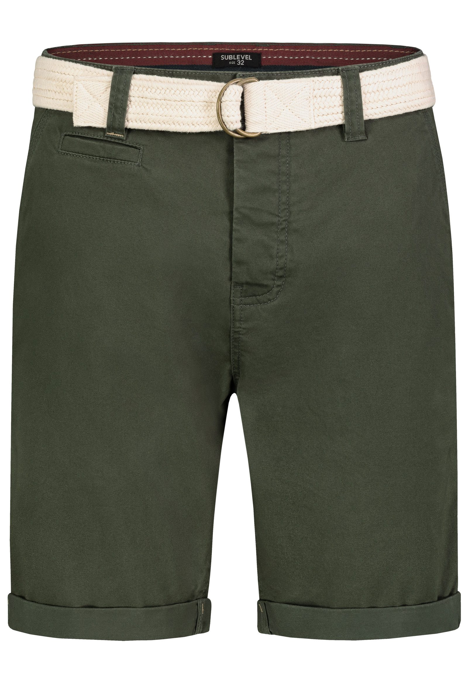 SUBLEVEL Bermudas Herren Chino-Shorts mit Gürtel Stretch-Twill Bermudashorts