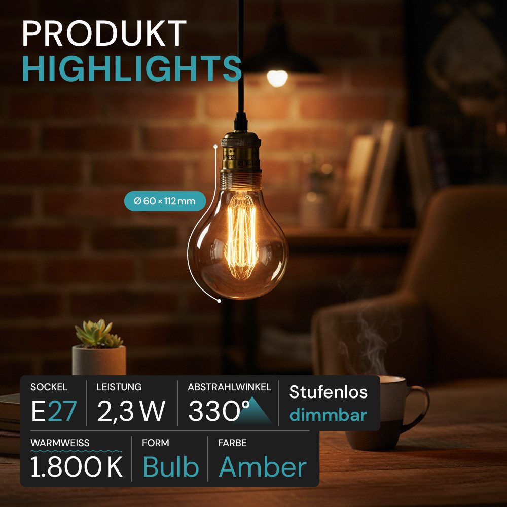 LUXULA LED-Leuchtmittel LUXULA LED-Leuchtmittel E27 3 W 1800 K Warmweiß, E27, Warmweiß