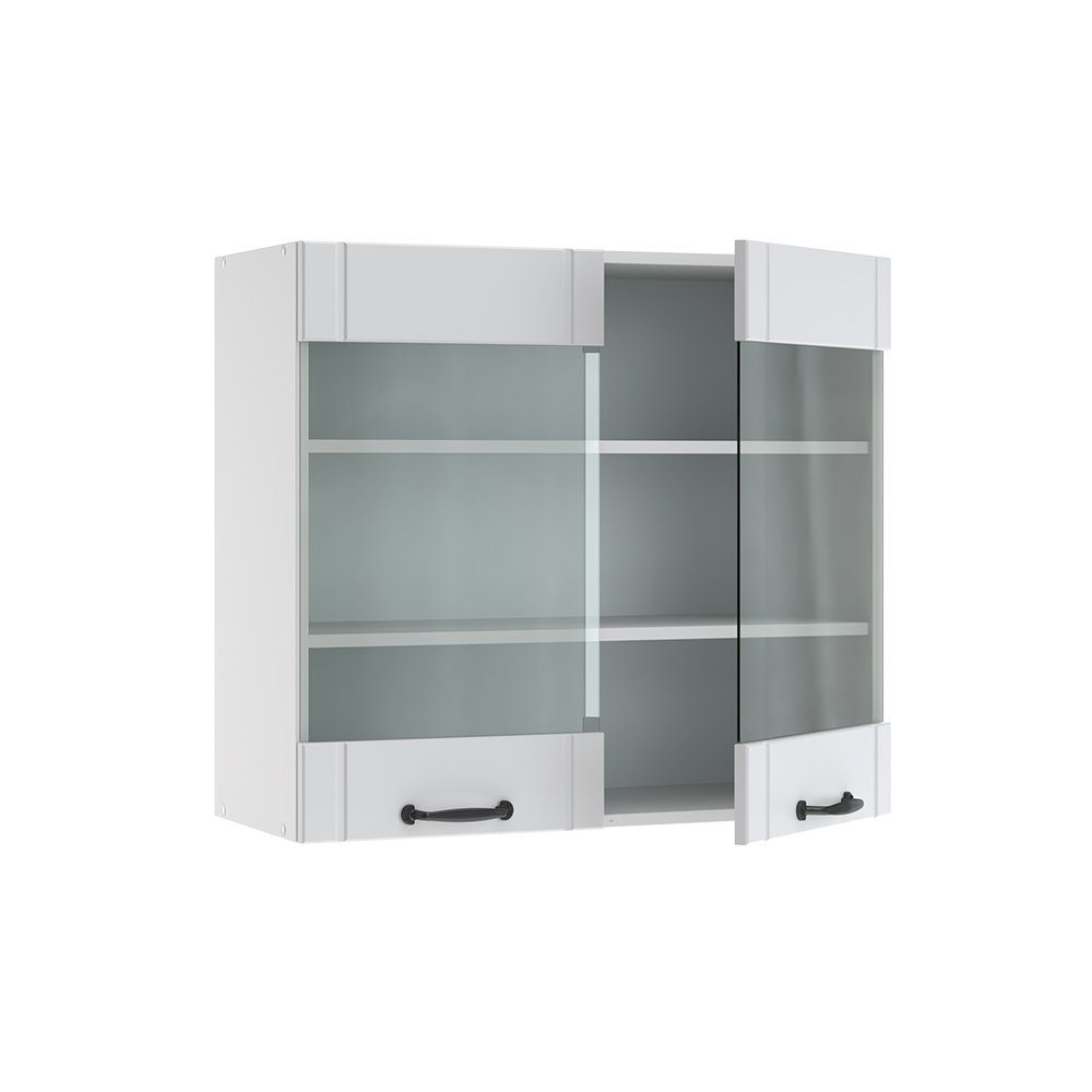 Vicco Glashängeschrank Fame-Line, Weiß Landhaus/Weiß, 80 cm (1-St) – Bild 4 von 5