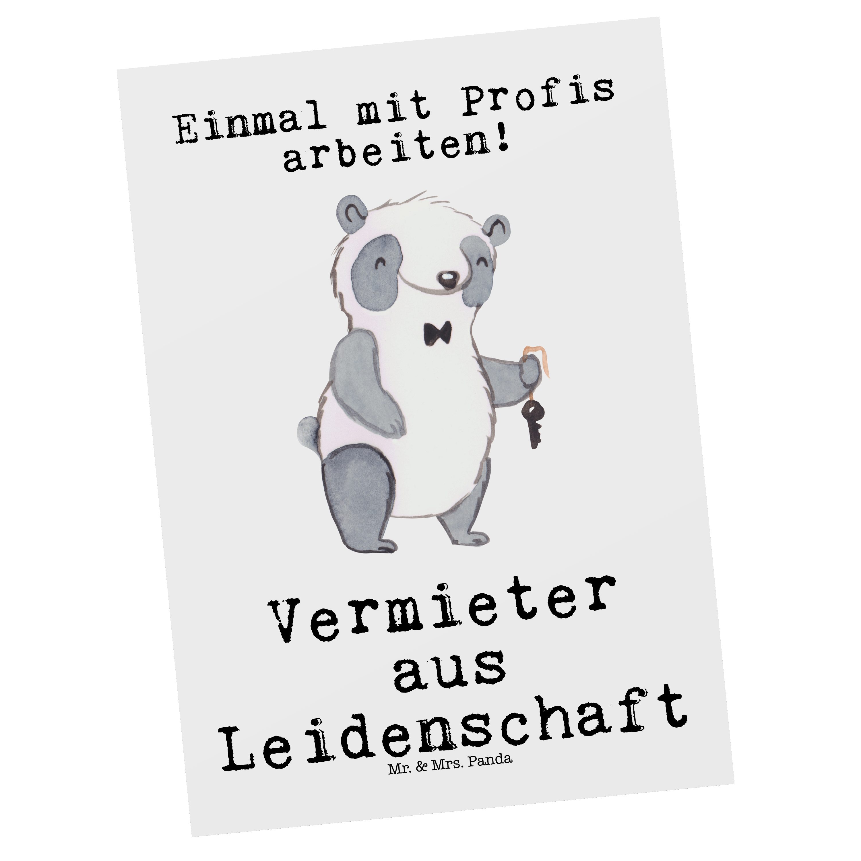 Mr. & Vermieter Leidenschaft aus - Einladung, Postkarte Mrs. Geschenk, Schen Panda - Karte, Weiß