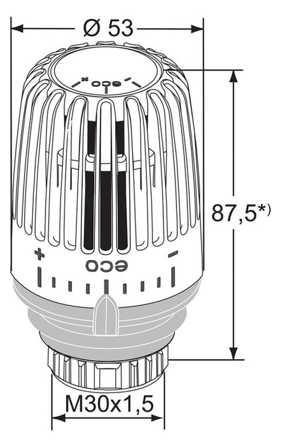IMI Heimeier Heizkörperthermostat HEIMEIER Thermostat-Kopf K-eco weiß RAL 9016, Standard
