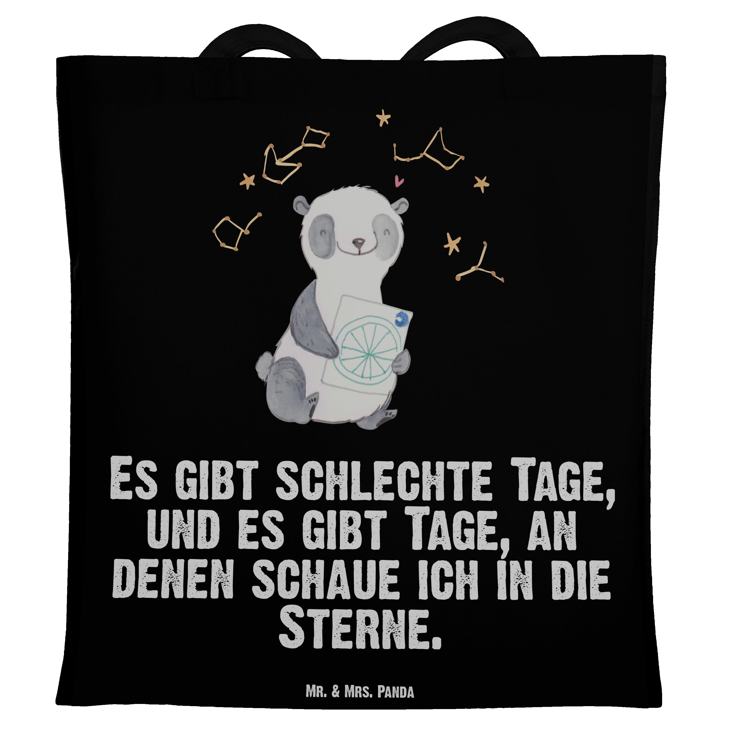 Mrs. Panda - Stern Danke, Tragetasche Geschenk, - Panda & Stoffbeutel, (1-tlg) Schwarz Astrologie Tage Mr.