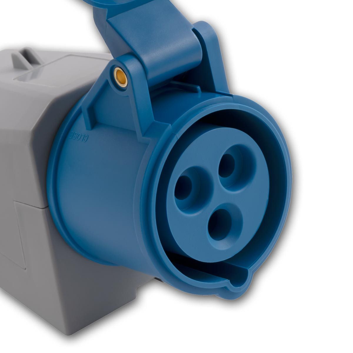 McPower CEE-Kupplung CEE Wandsteckdose, 16A/250V, IP44, blau/grau