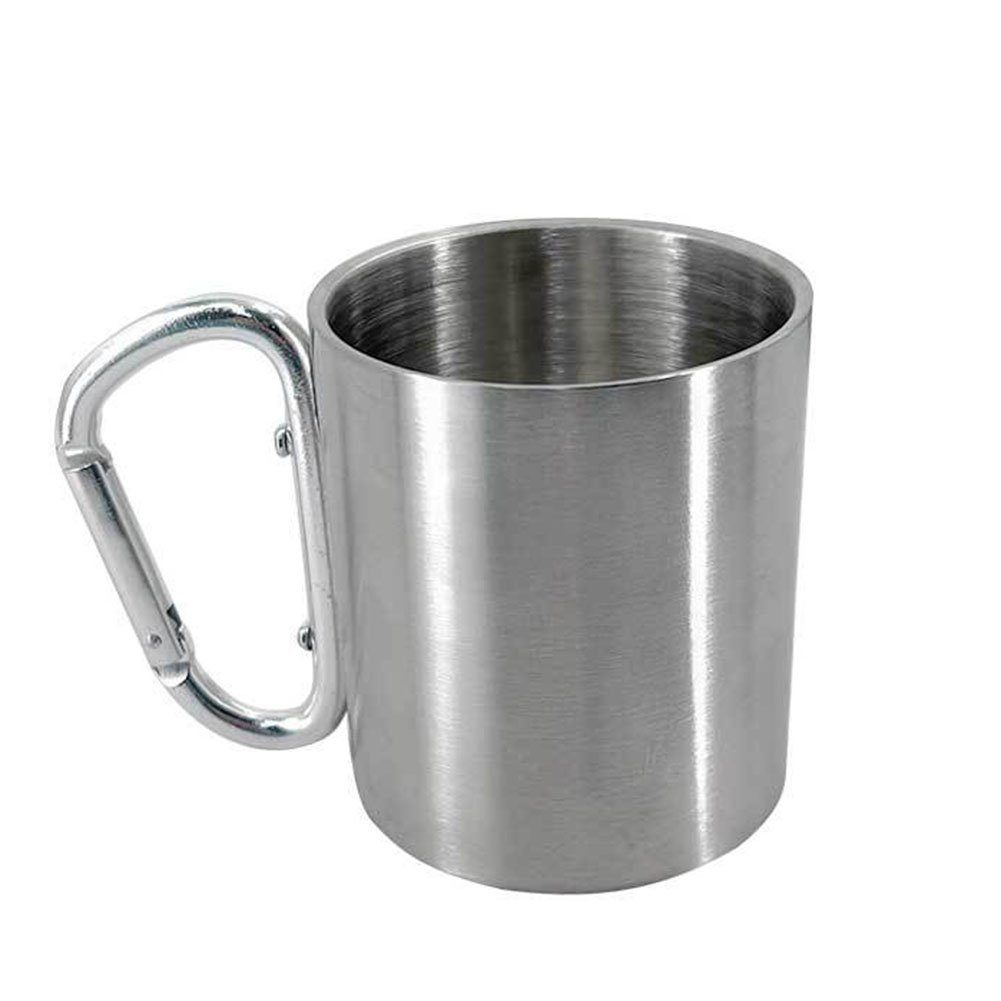 Tasse Camping mit Doppelwandige 200ml Tasse Karabinergriff, Metall Becher Atäsi