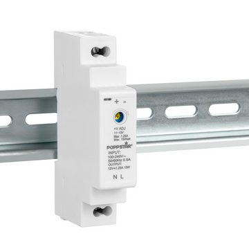 Poppstar Din Rail Klingeltrafo Hutschienen-Netzteil (Netzteil für Hutschiene, Input 100-240VAC Output 12V DC 1,25A 15W)