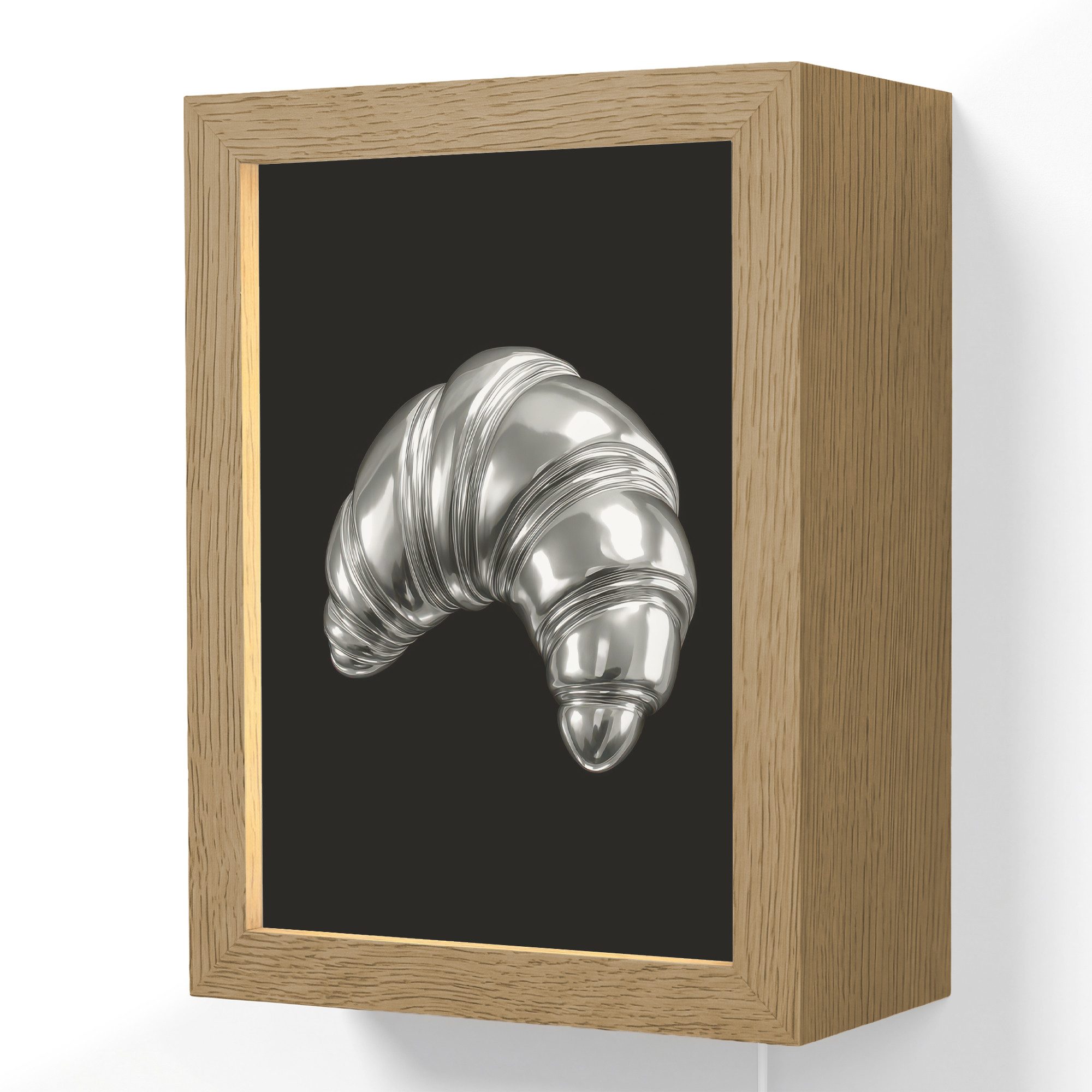 Wandleuchte Lightbox Croissant - Metall - Silber