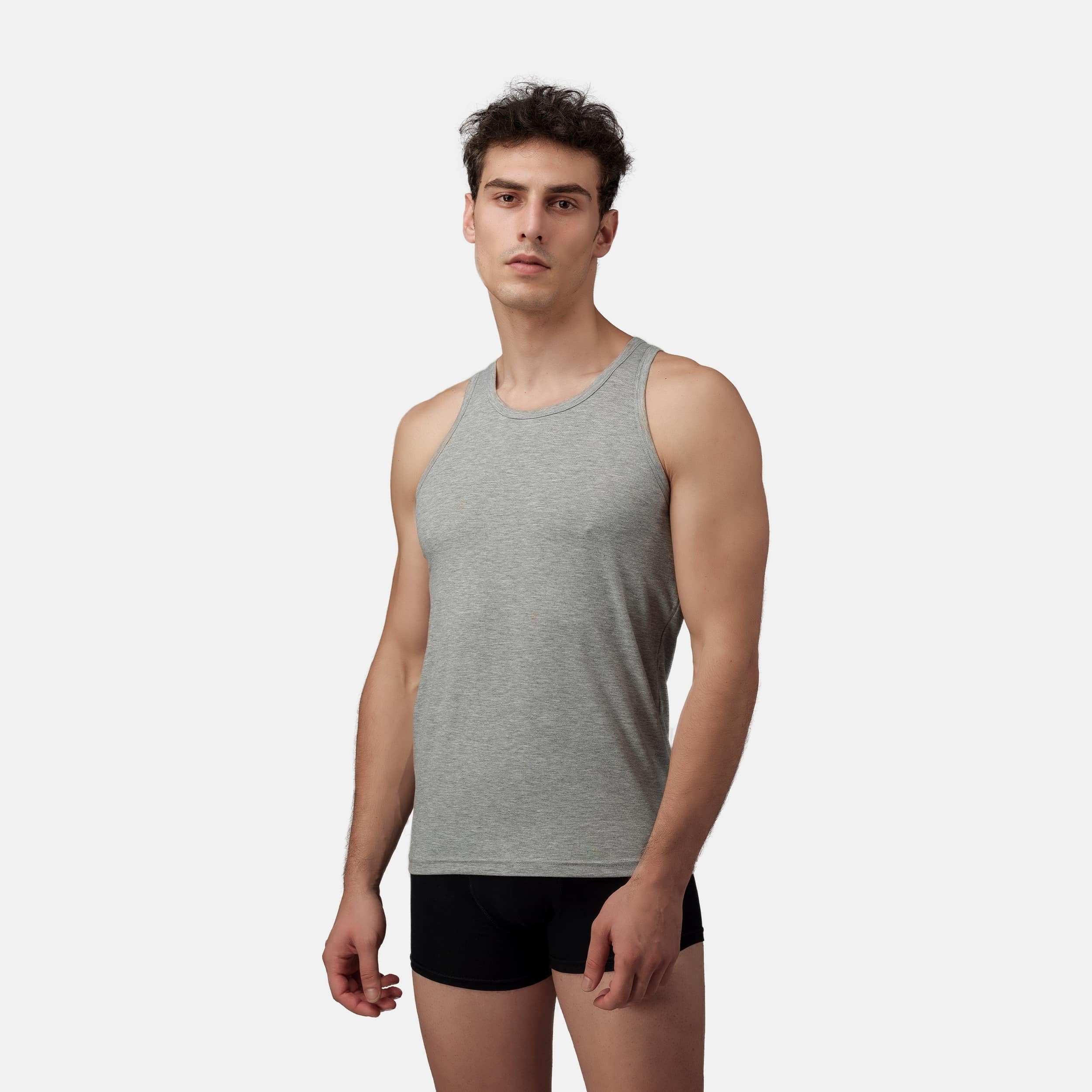 Burnell & Son Unterhemd Tank Top Achselshirt für Herren (Packung, Set, Spar-Pack, Spar-Packung, 3-St., 3er-Pack) Feinripp, extra lang Grau