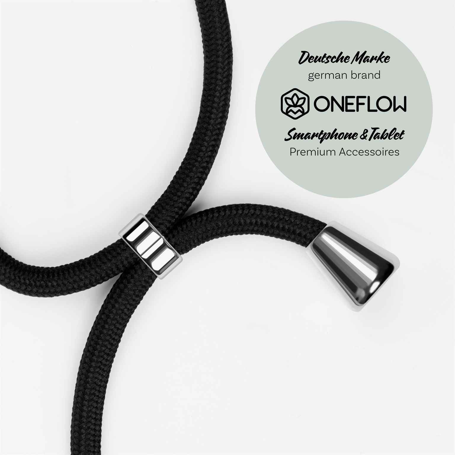 ONEFLOW Handyhülle für OnePlus 9 Pro Hülle mit Band Twist Case Schwarz 6,7 Zoll, Handyband zum Umhängen Schutzhülle Kordel Handyhülle Kette abnehmbar