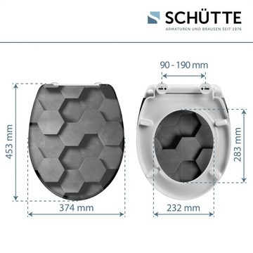 Schütte WC-Sitz Grey Hexagons, Duroplast, mit Absenkautomatik und Schnellverschluss