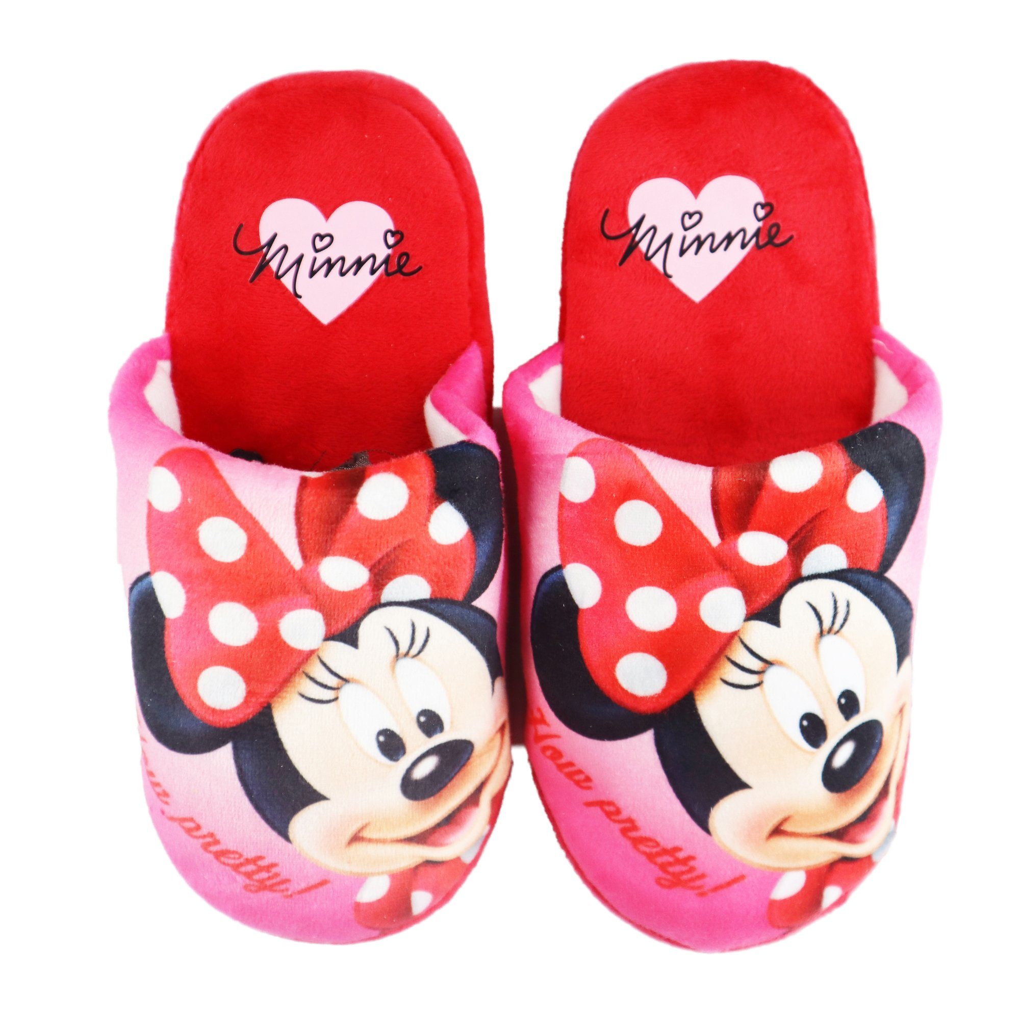 Disney Disney Minnie Maus Kinder Mädchen Hausschuhe Slipper Pantoffel Gr. 28 bis 35 Rot