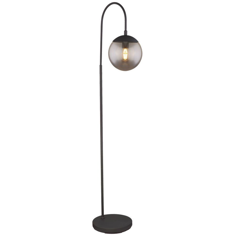 etc-shop LED Stehlampe, Leuchtmittel inklusive, Warmweiß, schwarz Kugel Lampe Steh Glas matt Stand Filament Design