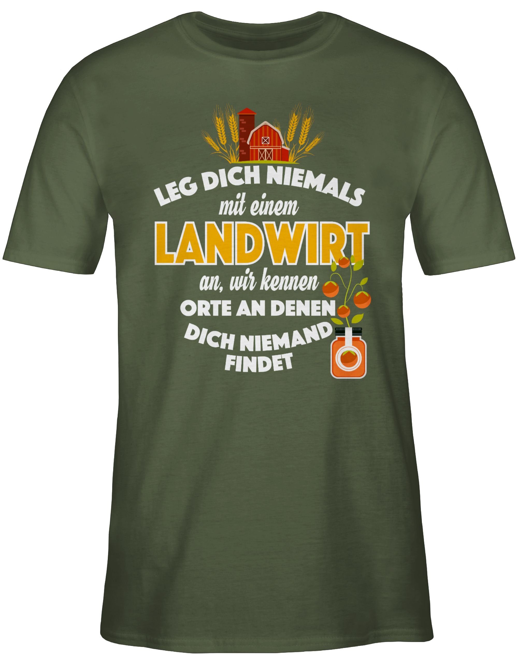 Shirtracer T-Shirt Leg 2 mit dich an Landwirt Landwirt Army Geschenk Bauer einem niemals Grün