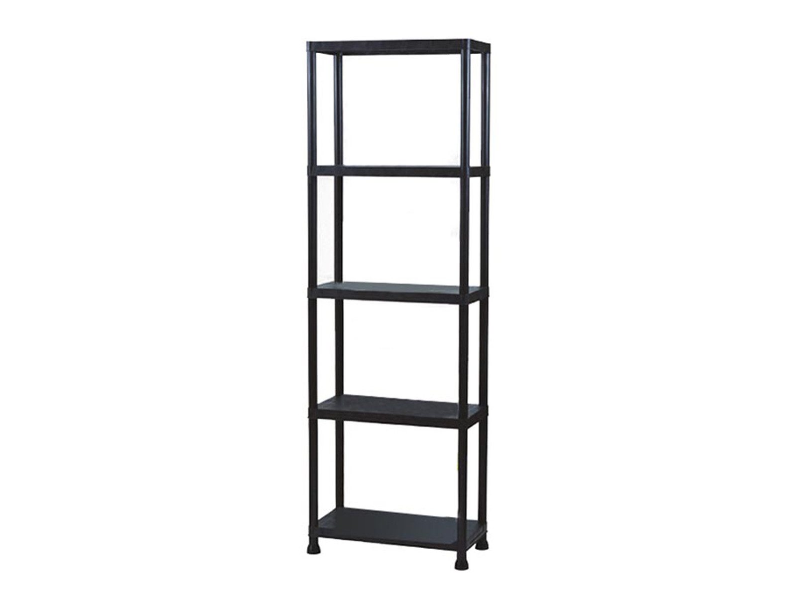 PEREL Wandregal, Regal für Keller und Draußen, Kunststoff Schwarz, 5 Böden, 80cm breit