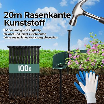 TLGREEN Rasenkante Mähkante Gartenzaun 20m, Flexible Rasenkante aus Kunststoff