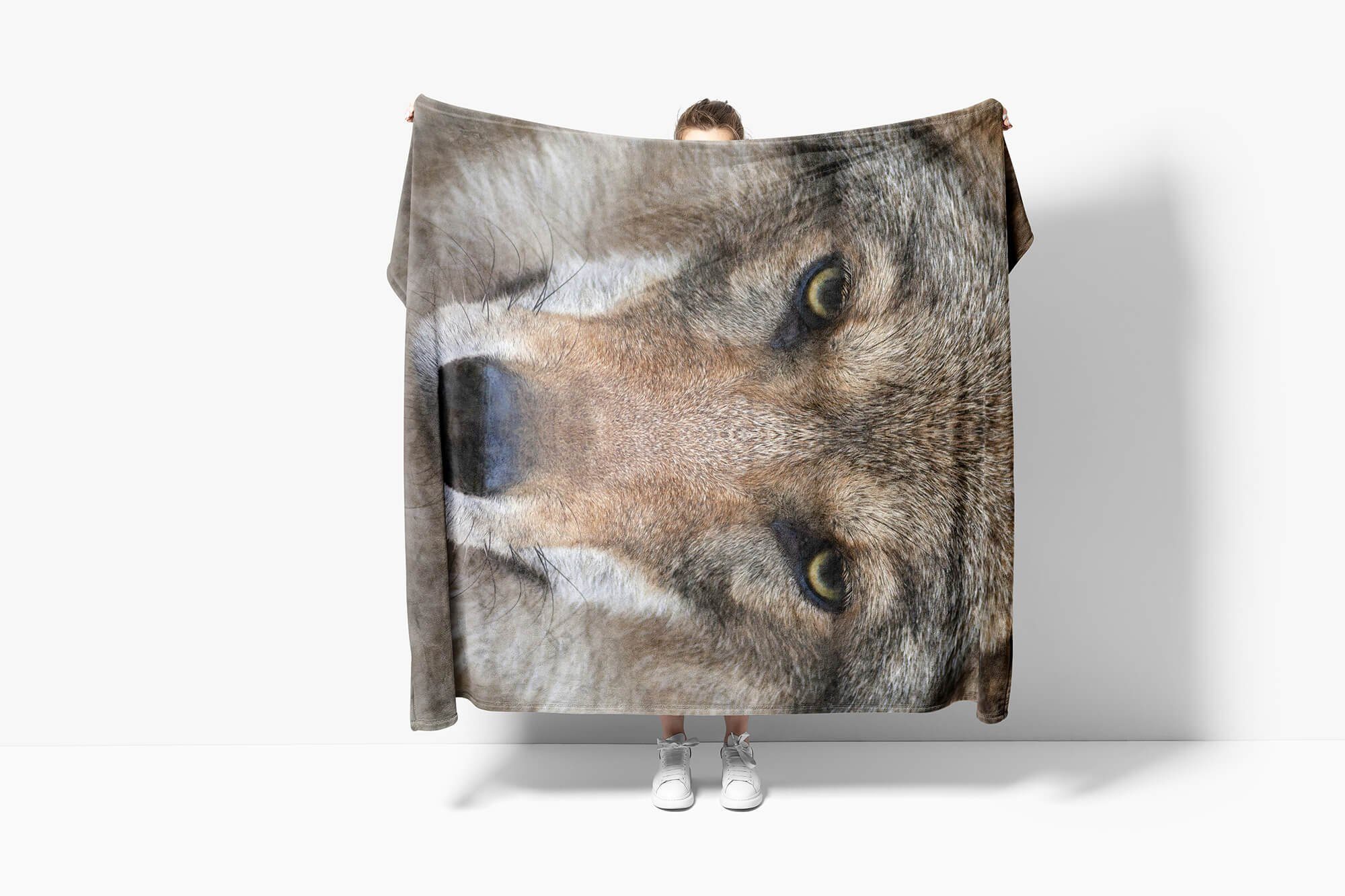 Tiermotiv Strandhandtuch mit Baumwolle-Polyester-Mix (1-St), Handtücher Art Wolf Kuscheldecke Wild, Handtuch Saunatuch Handtuch Sinus