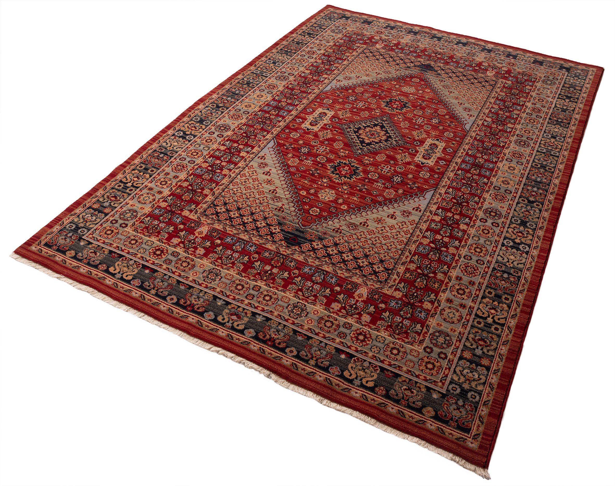 THEKO Wollteppich Saharna 2400, rechteckig, Höhe: 12 mm, reine Wolle, Orient-Optik, mit Fransen