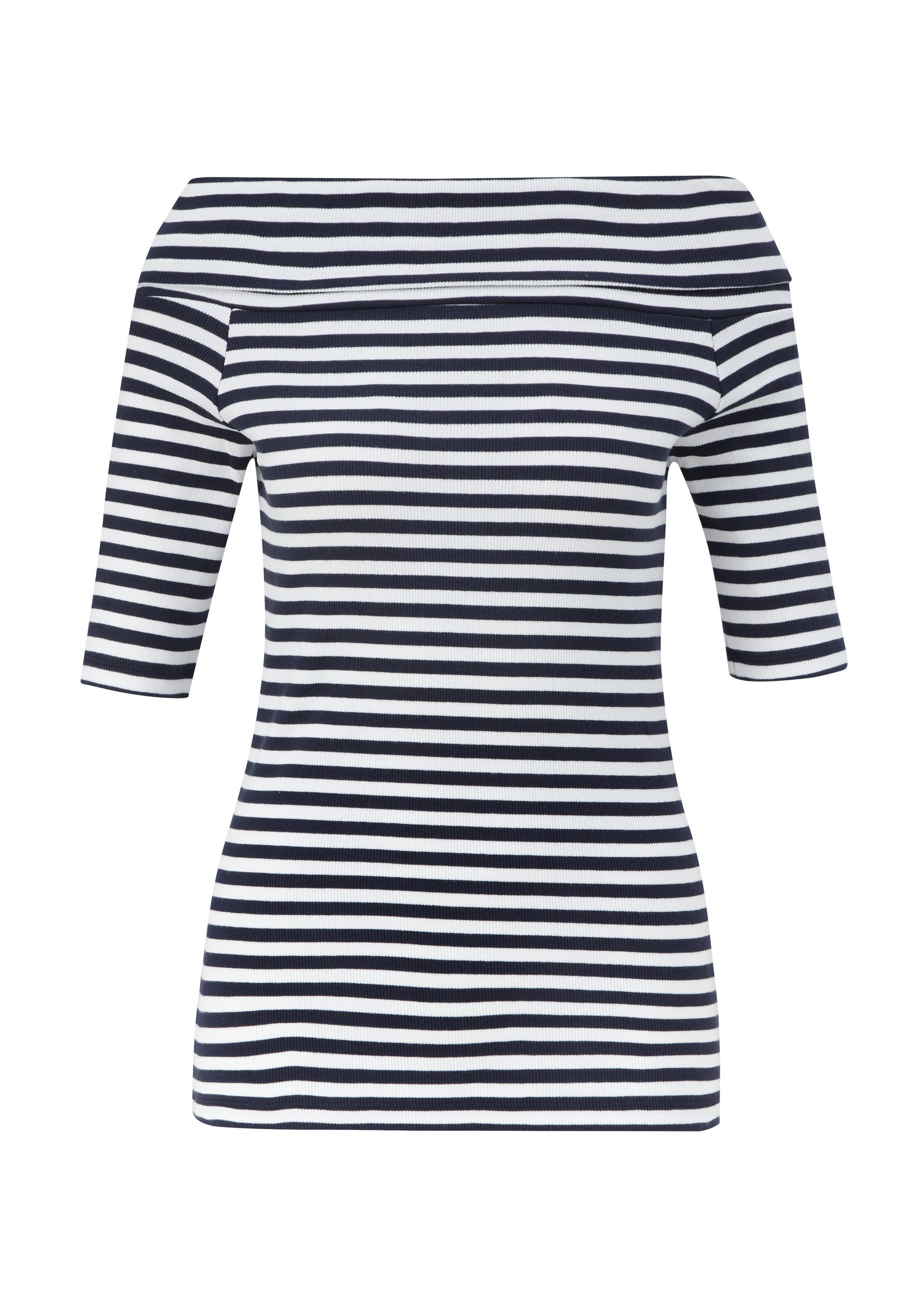 s.Oliver Kurzarmshirt T-Shirt Stretchiges Rippshirt mit Carmen-Ausschnitt günstig online kaufen