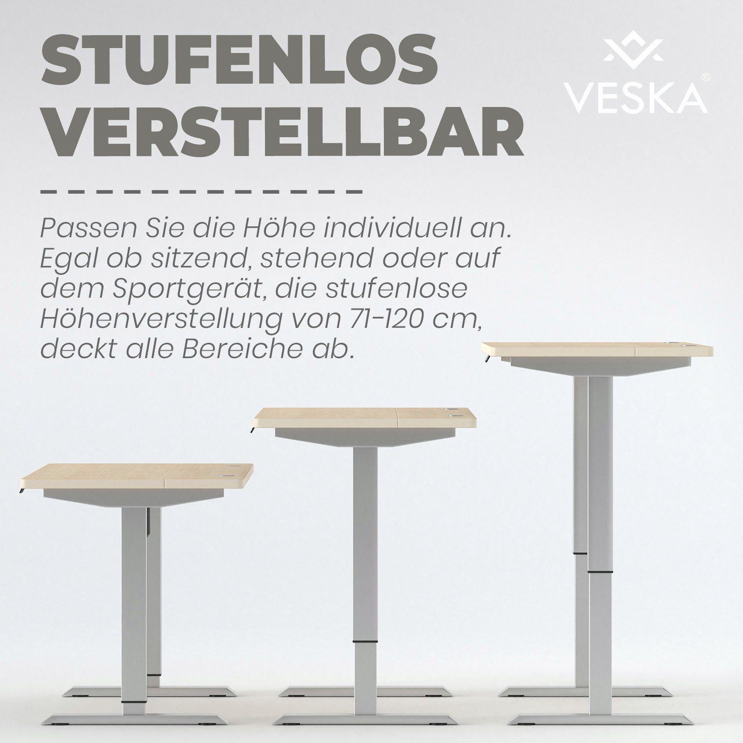 Office Stehpult cm 70 VESKA & - | Höhenverstellbar Touchscreen 140 Anthrazit Stein-Grau - Schreibtisch Sitz- x Elektrisch mit Bürotisch Home