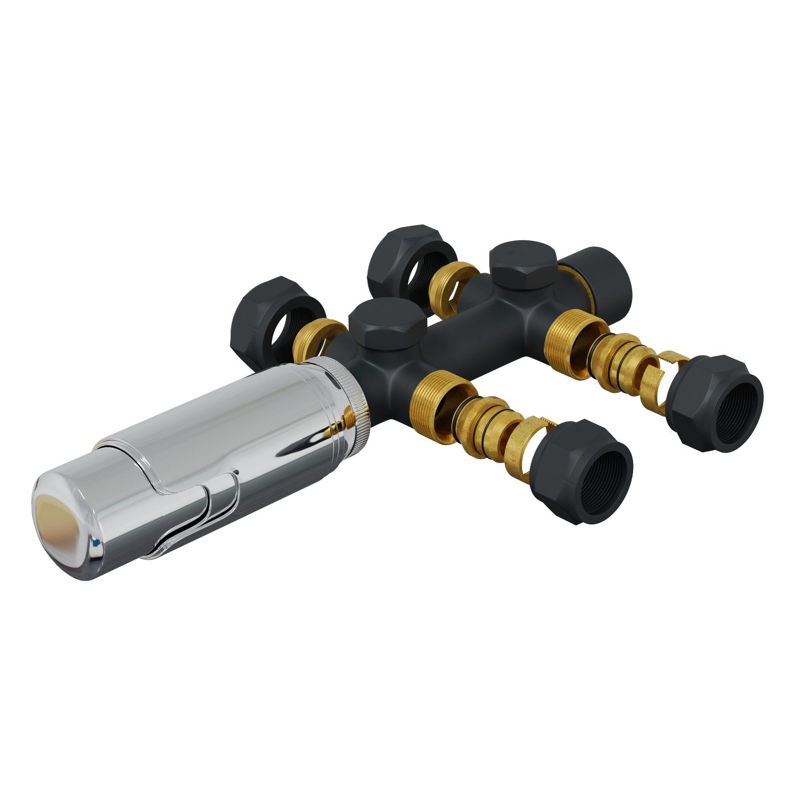 HAGO Heizkörperthermostat Thermostatventil Heizkörpergarnitur 50mm Mittelanschluss Anthrazit, Frostischerung, Hydrosensor, 5-Stufige Temperaturregelung