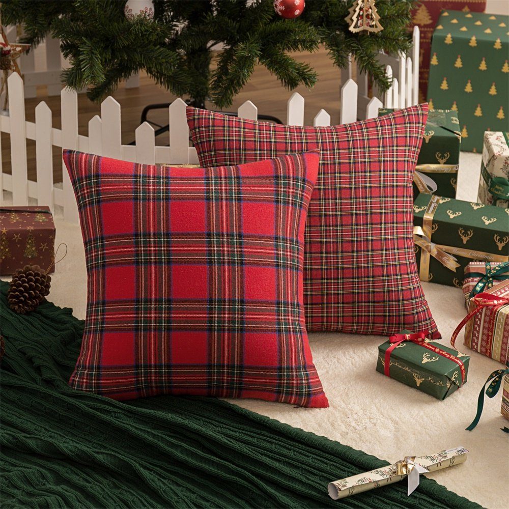 Rosnek Kissenbezug Weihnachten Tartan Plaid, 45x45cm, für Bett Sofa Esszimmer Dekoration, (1 Stück)