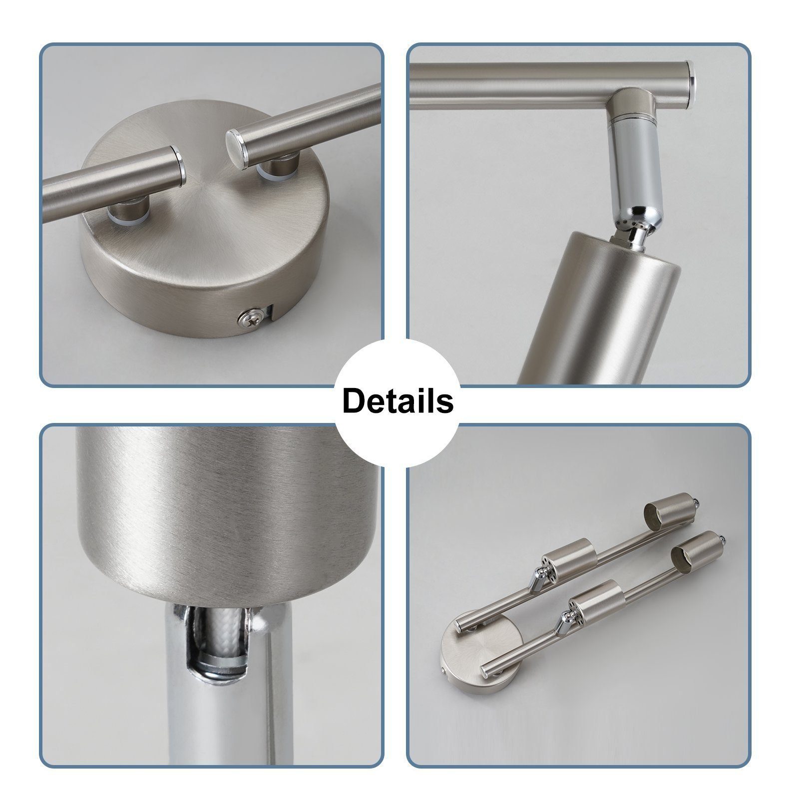 Leuchtmittel, 4 Schwenkbar Wohnzimmer innen, - Edelstahl Spot Nickel ZMH Deckenspot, 350°Drehbar ohne Deckenleuchte Flammig GU10 Decke Strahler Modern