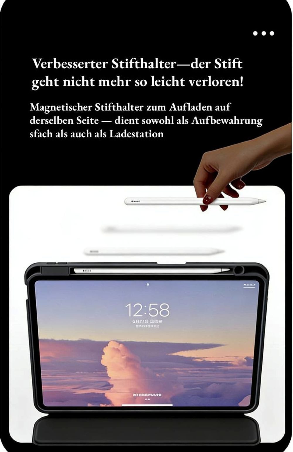 BBG Magnetische iPad Tastatur Hülle mit Touchpad, Abnehmbar iPad-Tastatur (Bluetooth QWERTZ Rundtasten, Pencil Halter) – Bild 5 von 5