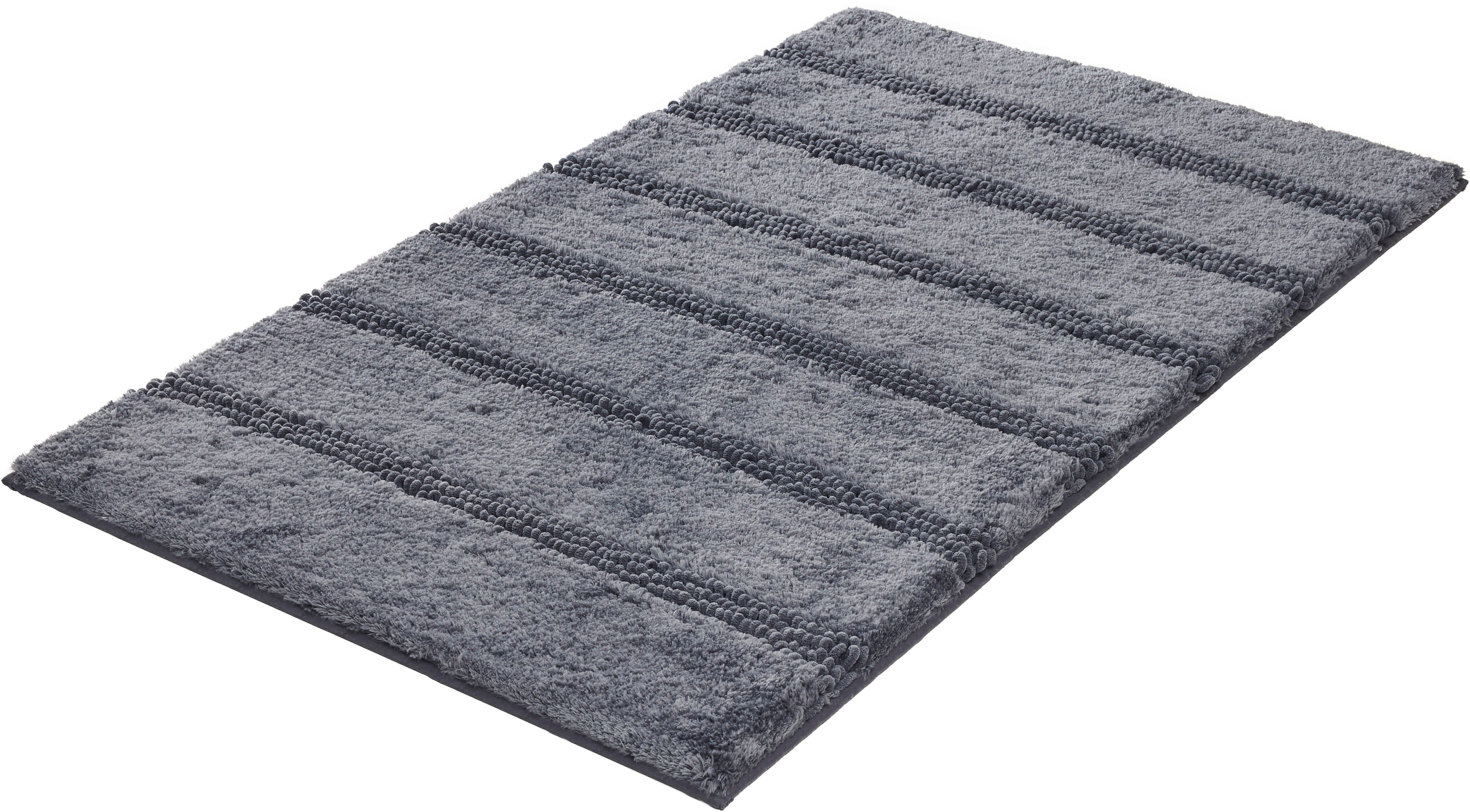 Kleine Wolke Badematte Monrovia, Badvorleger, Badezimmer Teppich, Höhe 23 mm, rutschhemmend beschichtet, fußbodenheizungsgeeignet, Kunstfaser, rechteckig, Badteppich, Uni Farben, gestreift, aus Mikrofaser, waschbar