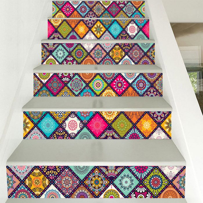 Leway Wandsticker 6 Stück Treppenhaus-Aufkleber 3D-Mosaik-Fliesen-Aufkleber (6 St)