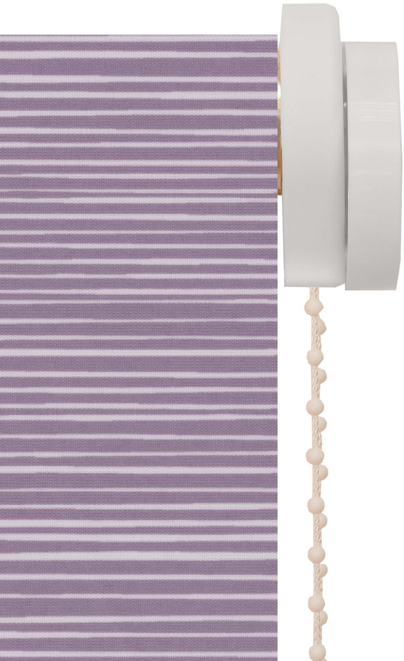 sunlines, Lichtschutz, Seitenzugrollo freihängend, violett Style Stripes, verschraubt StartUp