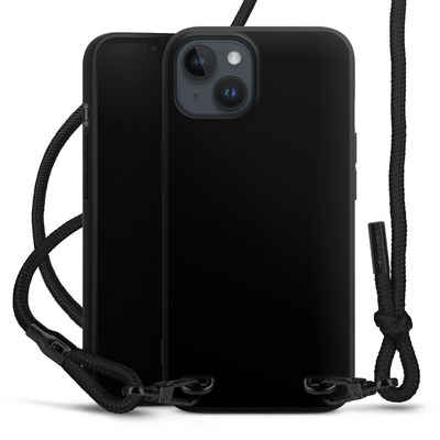 DeinDesign Handyhülle einfarbig schwarz Farbe Schwarz, Apple iPhone 14 Plus Premium Handykette Hülle mit Band Cover mit Kette