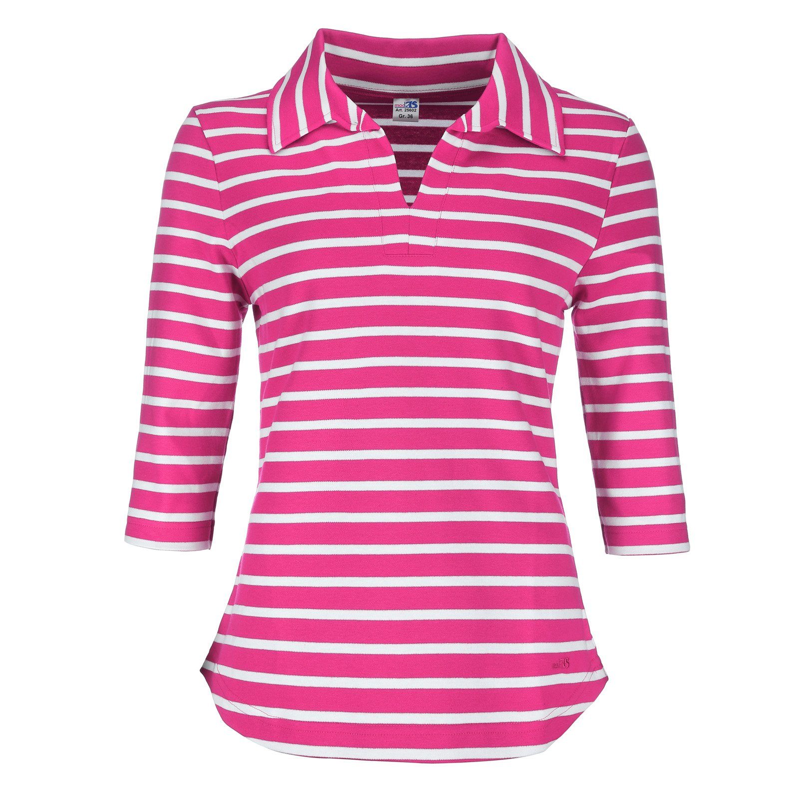 modAS Poloshirt Damen Shirt mit Polokragen und Streifen aus Baumwolle