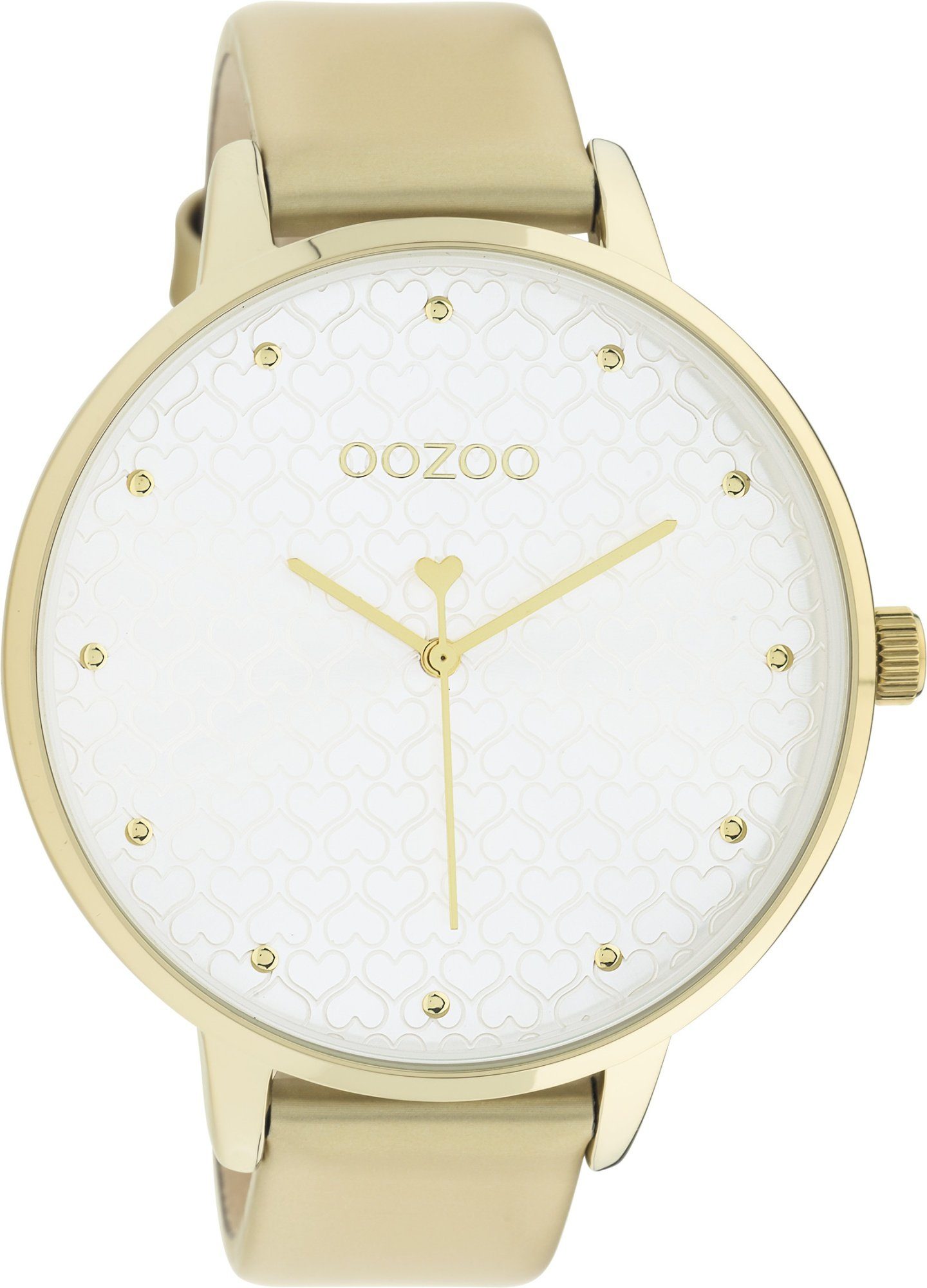 OOZOO Quarzuhr XXL Damenuhr C11035 Goldfarben Lederband goldfarben 48 mm C11035