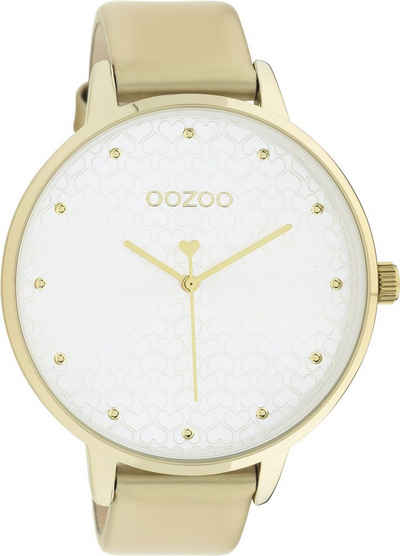 OOZOO Quarzuhr XXL Damenuhr C11035 Goldfarben Lederband goldfarben 48 mm