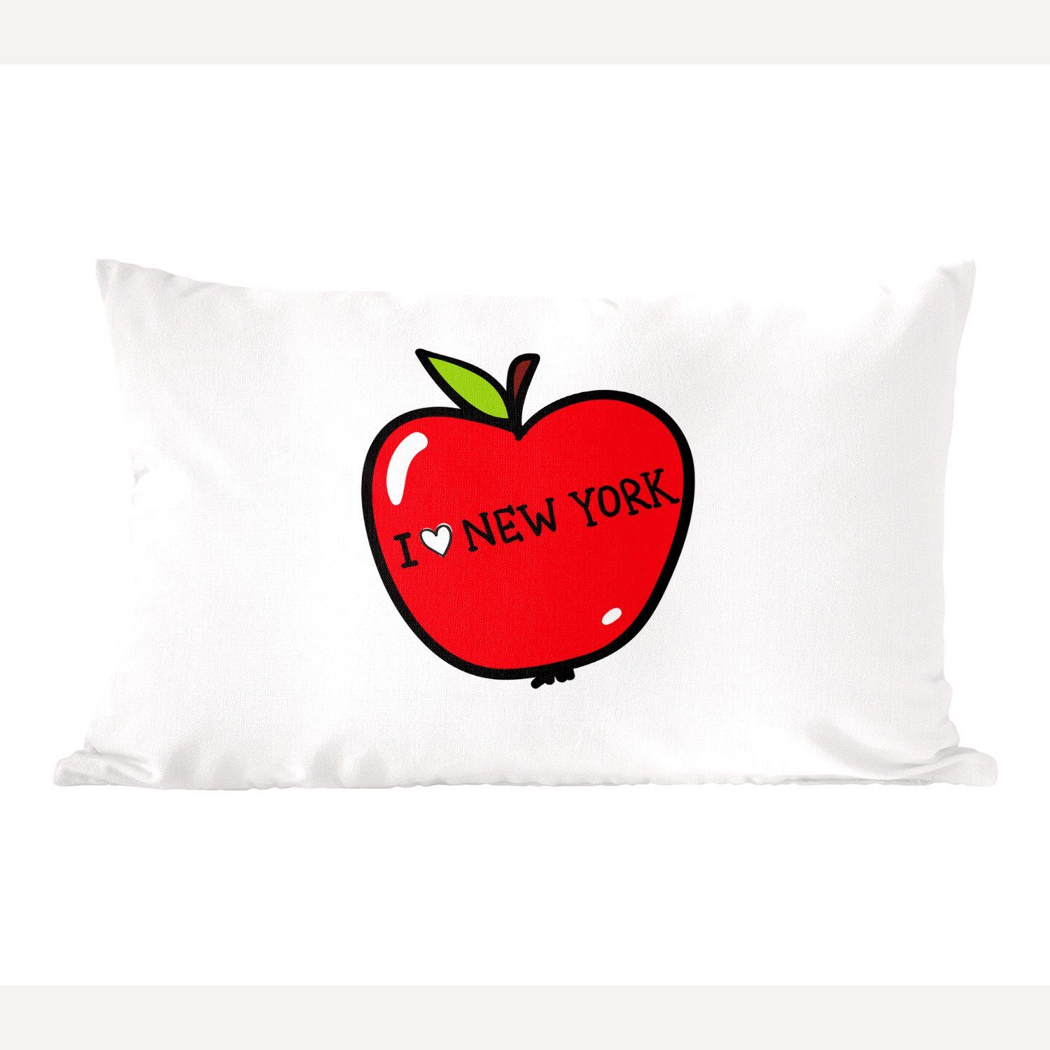 MuchoWow Dekokissen New York - Apfel - Rot, Wohzimmer Dekoration, Zierkissen, Dekokissen mit Füllung, Schlafzimmer