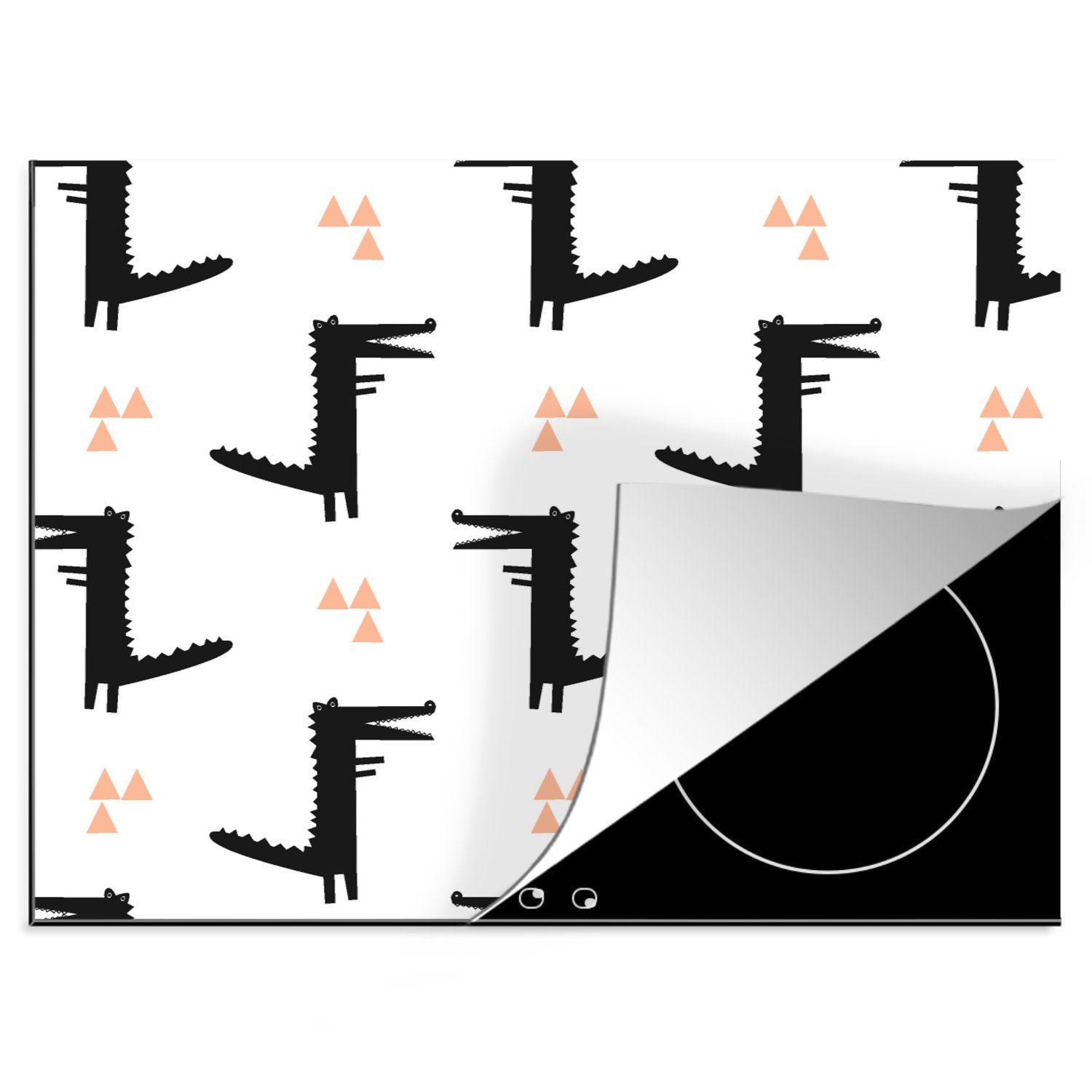 MuchoWow Herdblende-/Abdeckplatte Jugendlich - Krokodil - Tiere - Muster, Vinyl, (1 tlg), 60x52 cm, Mobile Arbeitsfläche nutzbar, Ceranfeldabdeckung | Herdabdeckplatten
