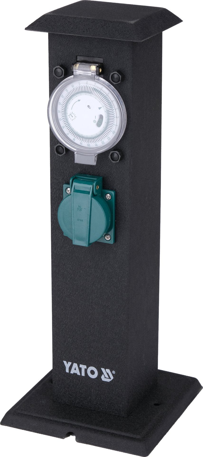 Yato Gartensteckdose Metall-Gartensteckdosensäule mit mechanischem Timer, Metall-Gartensteckdosensäule mit mechanischem Timer, Metall-Gartensteckdosensäule mit mechanischem Timer