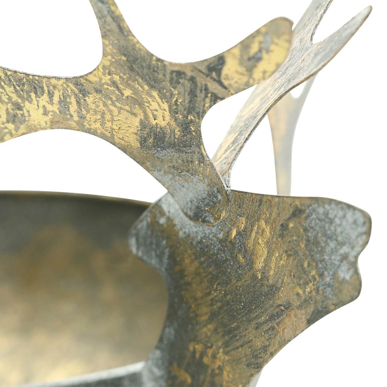 Florists Products Weihnachtsmann Metallschale Rentierkopf Vintage Gold Ø9,5cm 2er Set -, 2 Stück