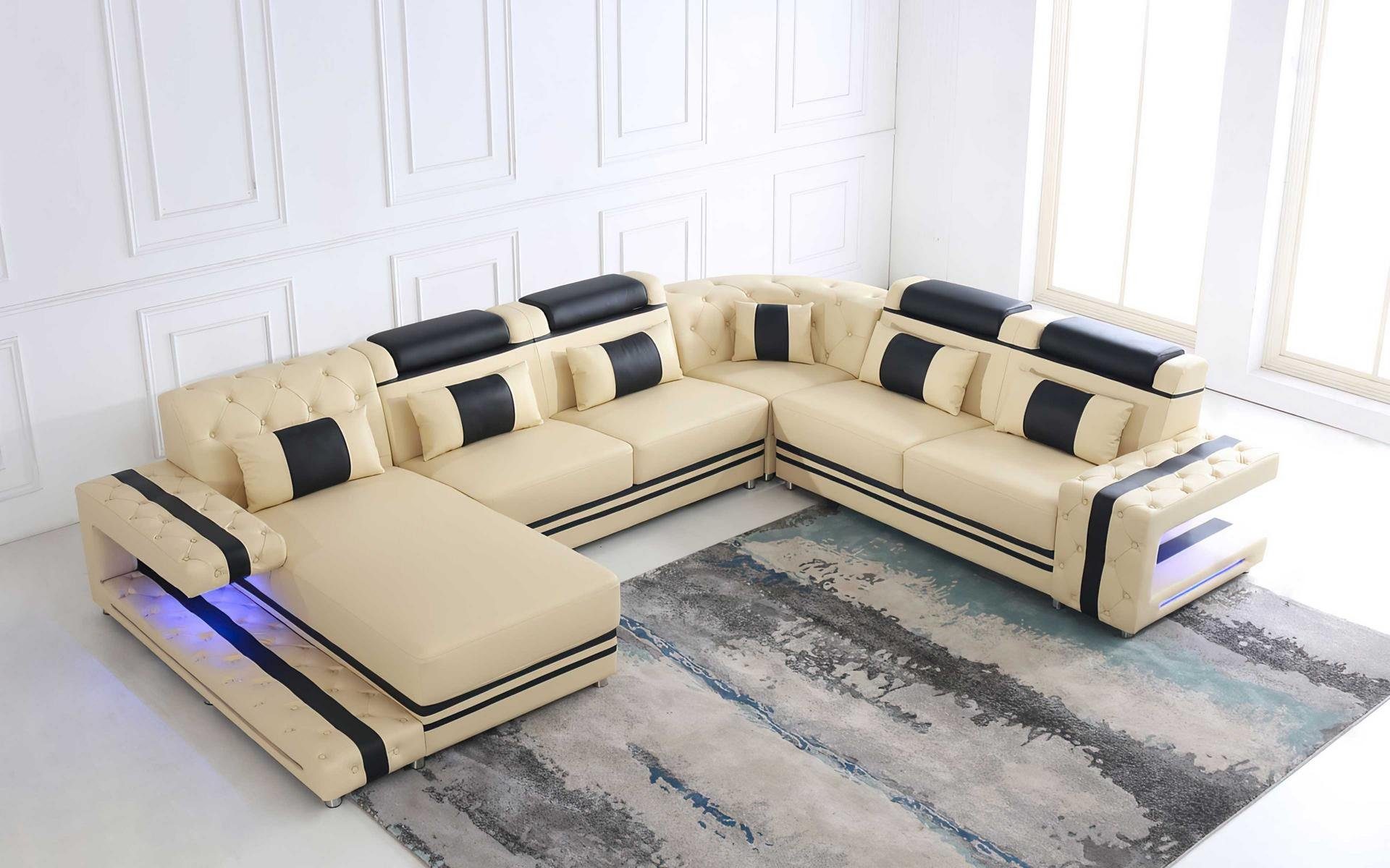 JVmoebel Ecksofa, Leder Polster Sitz Design Modern Eck Garnitur Sofa Wohnlandschaft