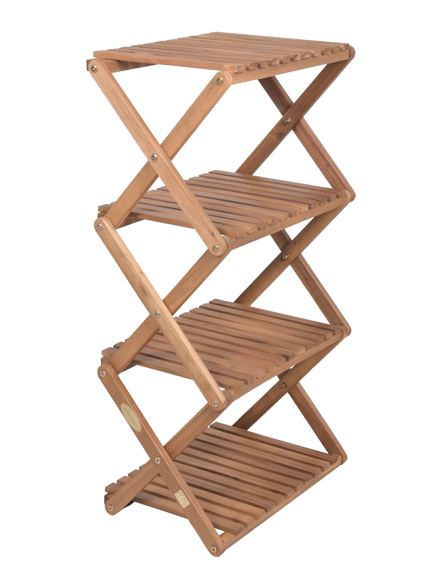 Ab ins Grüne Regal Pflanzenregal "Tulsa" aus Akazienholz mit 4 Ebenen, klappbar, 85 cm, FSC zertifiziert, geöltes Holz, vormontiert geliefert, In- & Outdoor