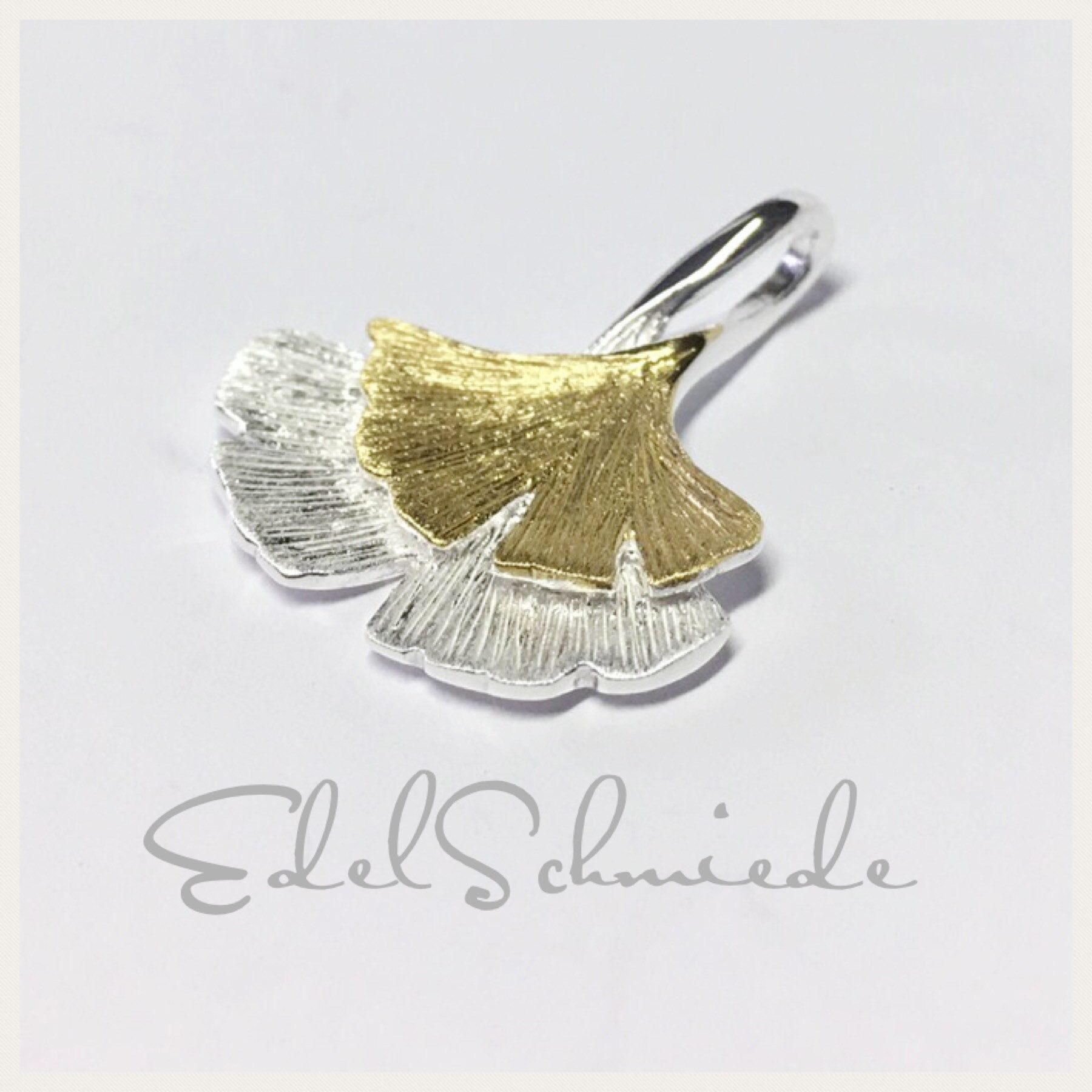 Ohrstecker-Set bicolor Ginko Anhänger in 925 Silber vergoldet