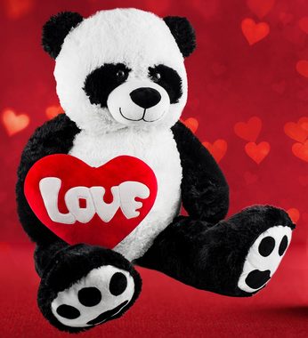BRUBAKER Kuscheltier XXL Panda Teddy 100 cm groß mit Love Herz (1-St., riesiger Teddybär), Stofftier Plüschtier Pandabär