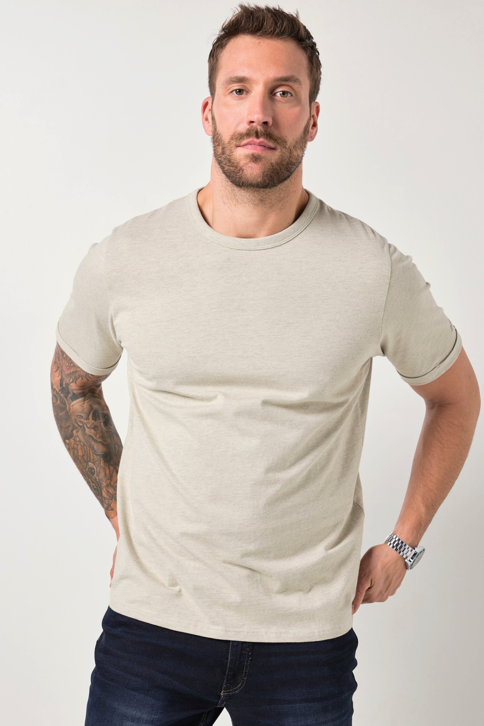 T-Shirt T-Shirt Halbarm Melange-Jersey bis 8 XL