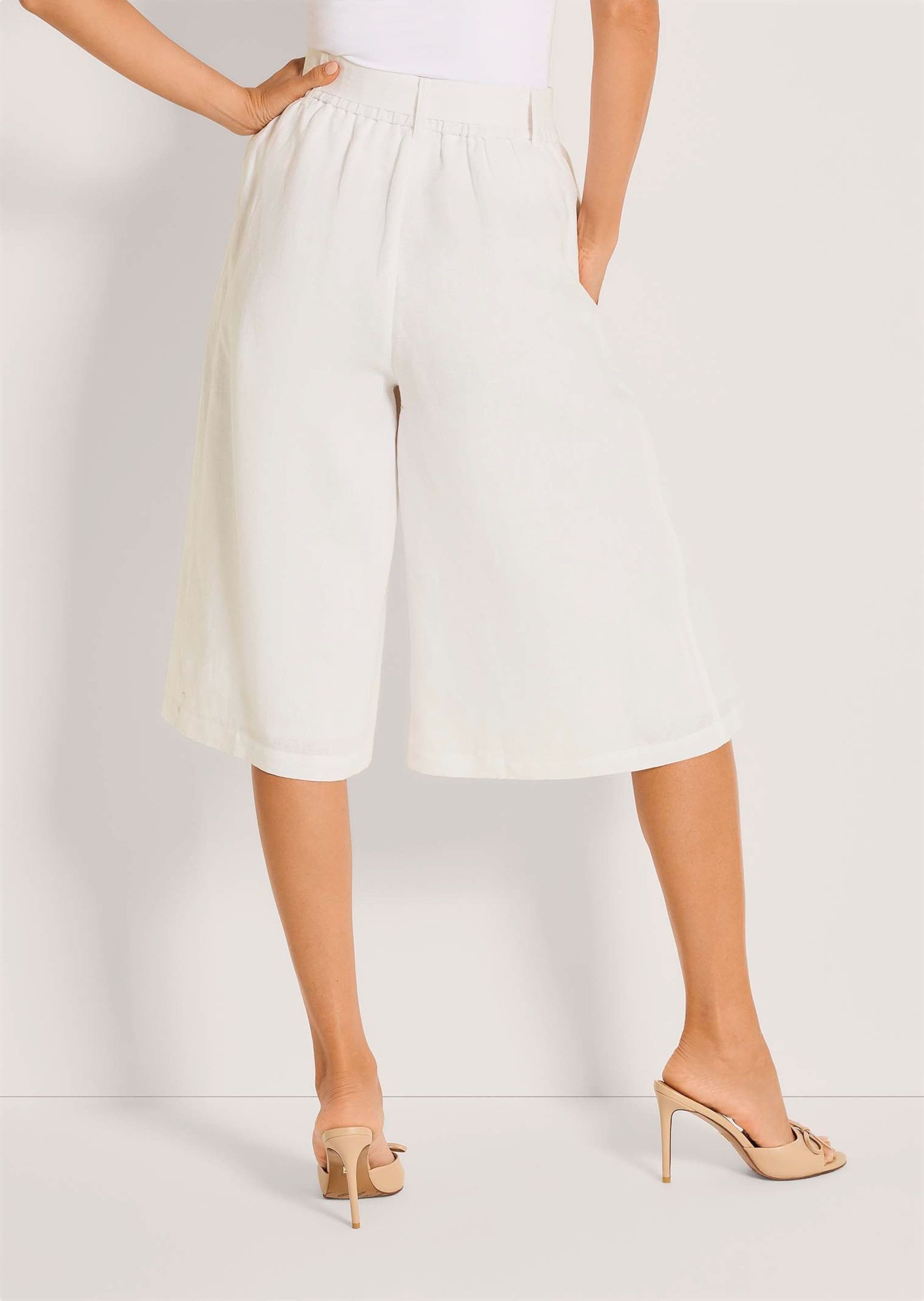 MADELEINE Shorts Elegante Businesshose mit Bügelfalten Sommerhose mit Formbund, Bindeband, Taschen und Knielänge