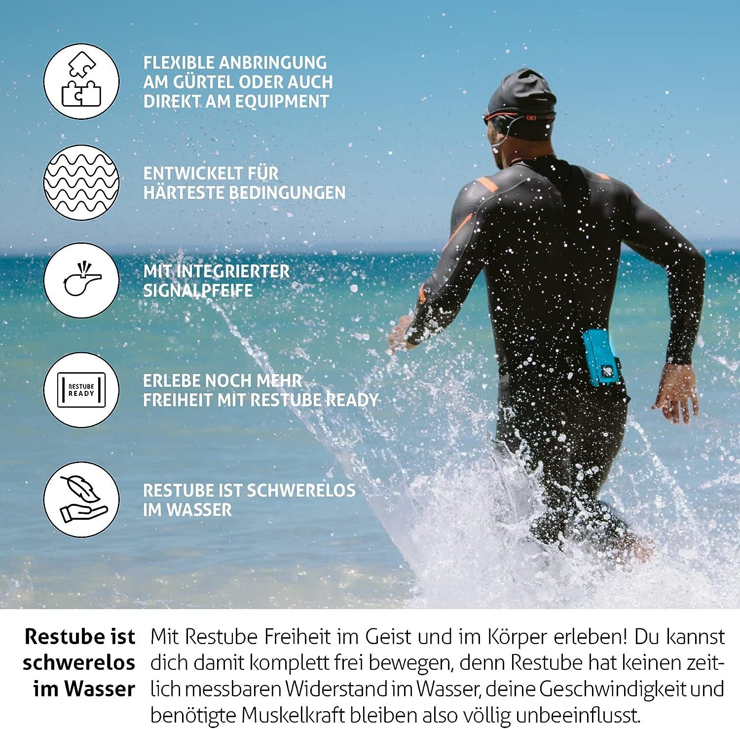 Restube Wasser-Airbag Active, aufblasbare Schwimmboje für Schwimmen, Kayak & SUP, wiederverwendbar